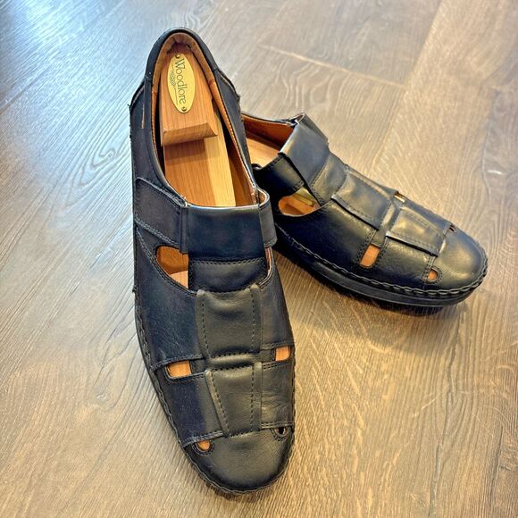 Pikolinos Tarifa Fisherman Sandals Mens 11 EU 44 Black Soft Leather Comfort